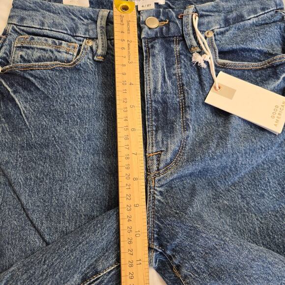 NWT Good American Good Classic High-Rise Straight Jeans Size 4/27 Raw Edge Denim - Picture 11 of 12